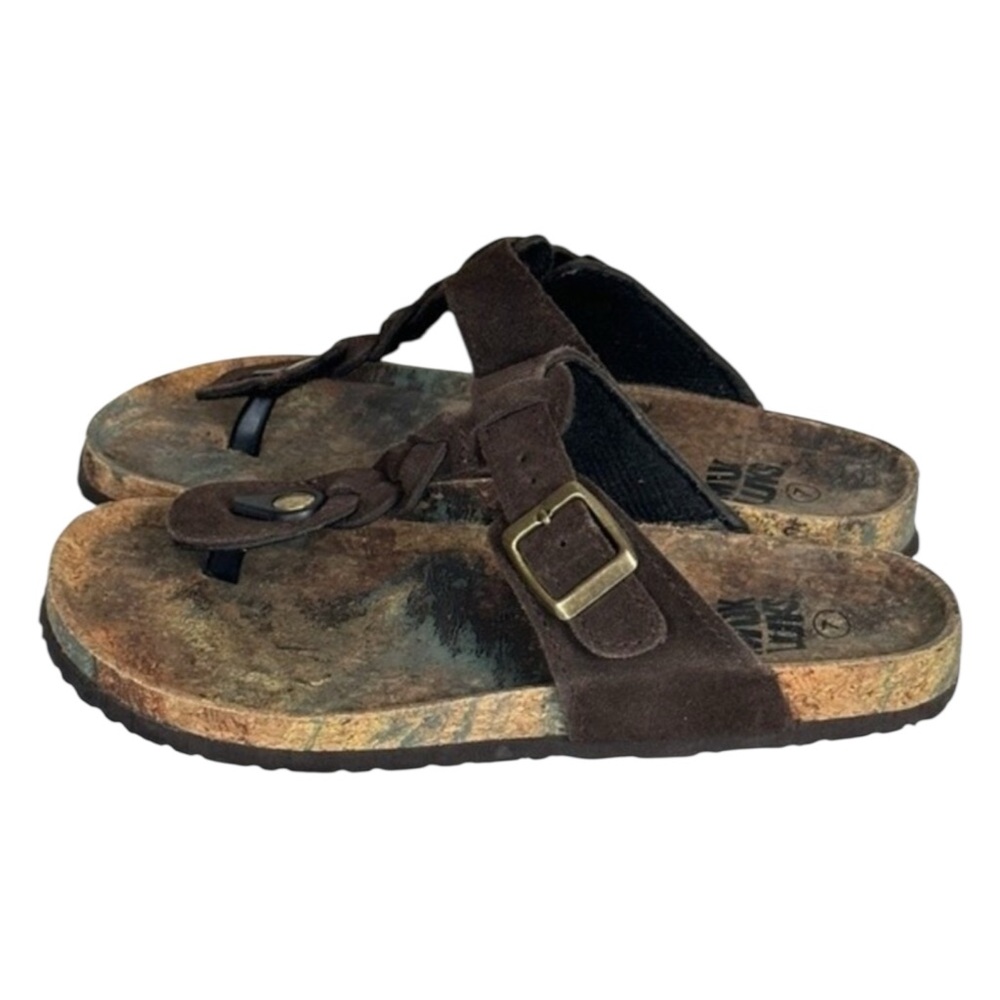 MUKLUK Marsha Terra Turf Leather Sandals — Not Birkenstock —  in Black Size 7 - Picture 4 of 7